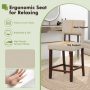 Beige 2 Piece Bar Chair Set with Hollowed Back and Rubber Wood Legs - Image 5
