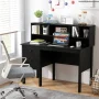 Costway 48" Computer Desk with Power Outlets Type-C 5-Cubby Hutch & 2 Storage Drawers Black - Image 5