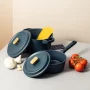 Thyme & Table 18-Piece Non-stick Diecast Cookware & Silicone Utensil Set, Pots and Pans Set - Atlantic Blue - Image 3