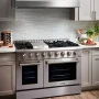 Thor Kitchen - 48 in. Wide 6 Burner Professional 4.6 Cu. Ft. and 2.2 Cu. Ft. Dual Fuel Slide-In Range LP - Stainless Steel - Image 2