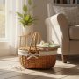 Wicker Picnic Basket with Lid and Handle 15" Sturdy Woven Body with Washable Lining for Easter,Mother's Day,Outdoor Camping,Not Dyed - Image 2