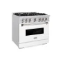 ZLINE - 36 in. Wide 6 Burner 5.2 cu. ft.  Classic Dual Fuel Freestanding Range with  Convection Oven - Satin Steel/Black Matte - Image 2
