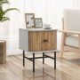 Mid-century Modern Nightstand with Sliding Doors and Storage Cabinet - Image 1