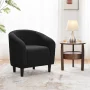 Yaheetech Upholstered Boucle Club Chair Accent Barrel Chair, Black - Image 2