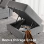 HONBAY Square Ottoman Module for Modular Sofa Couch, Square Ottoman with Storage for Sectional Modular Couch, Grey - Image 5