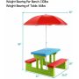 Kids Picnic Folding Table and Bench Set with Umbrella - Image 3