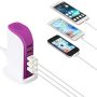 QinYing 6-Port USB Wall Charger Desktop Charging Station Quick Charge 2.1,Compatible with Compatible with Phones,Tablets,Smartphones and More(Rose red) - Image 5