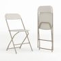 Beige Plastic Seat with Metal Frame Folding Chair (Set of 2) - Image 1