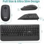 Wireless Keyboard and Mouse, UHURU 2.4GHz Full-Sized Ergonomic Keyboard and Mouse Combo with Palm Rest, Wireless Keyboard with 3 Level Adjustable DPI Mouse for PC, Laptop, Windows XP/7/8/10(Grey) - Image 2