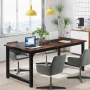 63 in. Rectangular Brown Wood Computer Desk Study Writing Table for Home Office - Image 5