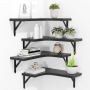 Corner Floating Shelves Wall Mounted Set of 4 Rustic Wood Storage Display Home - Image 1