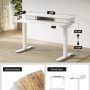 FEZIBO 40 x 24 Inch Height Adjustable Electric Standing Desk with Double Drawer, Stand up Home Office Computer Desk with 4 Height-Adjustable Feets & 2 Hooks, White - Image 4