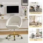Savas Ivory Upholstered 18 in.-21 in. H Adjustable Height Task Chair with Gold Metal Base and Open Back Design - Image 4