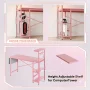 Bestier 52 inch Gaming Desk with LED Lights & Adjustable Storage Shelves,7 Main Color+22 Dynamic Modes LED Computer Desk,Pink Platform - Image 3