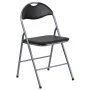 Flash Furniture HERCULES Series Black Vinyl Metal Folding Chair with Carrying Handle - Image 1