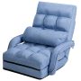 Blue Folding Lazy Floor Chair Sofa with Armrests and Pillow - Image 3