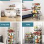 CarolynDesign Kitchen Storage Baskets Black Iron Wire Storage Bins with Wheels and Feet, Stackable Vegetable Storage Baskets (6-Tier Baskets) - Image 4