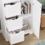 Homfa Bathroom Storage Cabinet, 56.6"H White Linen Cabinet with 3 Doors and 3 Drawers - Image 5