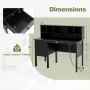 Costway 48" Computer Desk with Power Outlets Type-C 5-Cubby Hutch & 2 Storage Drawers Black - Image 3