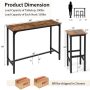 3 Pieces Industrial Bar Table and Chairs Set with Metal Frame - Image 4