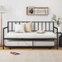 Twin Daybed Set with Metal Slat Support and Roll-Out Trundle - Black - Image 5