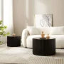 Kevinplus Nesting Coffee Table Set of 2, Modern Round End Table for Living Room, Apartment, Matte Black - Image 3