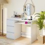 Computer Desk with Power Outlet Keyboard Tray and 3 Large Drawers - White - Image 2