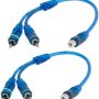 RCA Y Adapter Connector 1 Female to 2 Male, Car Audio RCA Splitter Adapter Cable, Blue (2 Pack) - Image 1