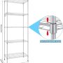 Wire Shelving Unit, 5 Tier Metal Shelving Unit, Storage Shelves for Storage, Adjustable Shelf Storage with 4 Hooks for Kitchen Bathroom Office and Garage(22Lx12Wx59H) Silver - Image 2