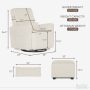 Evolur Holland Upholstered Swivel Glider | Rocker I Included Lumbar Pillow I Modern Design, Thunder - Image 6