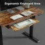 55" x 24" Electric Standing Desk with Keyboard Tray, Height Adjustable Sit Stand up Desk with Headphone Hook & 4 Height Memory Pre-Set for Home Office, Rustic Brown - Image 2