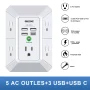 ONDOG Surge Protector, 5 Outlets Extender with 4 USB PortsUSB C, 3-Side 1800J - Image 3