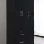 Hodedah 3-Door 36 in. Wide Armoire with 2-Drawers, Clothing Rod and 3-Shelves in Black - Image 3