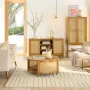 Better Homes & Gardens Springwood Caning Storage Accent Cabinet, Light Honey Finish - Image 3
