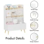 PORKISS Bookshelf for Kids, Wooden Kids Bookshelf with Toy Storage Cabinet and 2 Shelves, Freestanding Bookcase Organizer for Bedroom, Playroom, White - Image 5