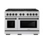 ZLINE - 48 in. Wide 8 Burner Autograph Paramount Dual Fuel Freestanding Satin Steel Range with Black Accents - Stainless Steel - Image 1