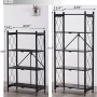 5 Tier Storage Shelves with Wheels 27.9''x 13.4'' x 62.5'' Collapsible Kitchen Rolling Cart, Metal Garage Shelving, Foldable Shelf with Wheels,Storage Rack on Wheel, Foldable Shelf Unit - Image 2