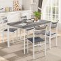 Cvortll Dining Table Set for 4 with PU Leather Chairs, Modern Wooden Kitchen Table, Square Dinette Set, Gray - Image 2