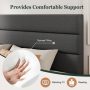 Amolife King Bed Frame, Platform Bed Frame with Fabric Upholstered Headboard, Black Full - Image 6