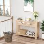2-Tier Console Table with Drawers and Open Storage Shelf - Image 1