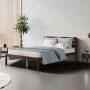 Modern Bed Frame with Wooden Headboard and Plywood Slat Support - Image 2