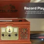 VICTOR State 7-in-1 Turntable Music Center with 3-Speed Record Player, CD/MP3/Cassette Player, FM Radio, Dual Bluetooth In & Out, and Built-in Stereo Speakers, Mahogany (VWRP-3800-MH) - Image 4