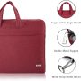Voova 14-15.6 Inch Laptop Sleeve Case Laptop Shoulder Bag, Slim Computer Carry Case with Strap Compatible with MacBook Pro 15.4" / Macbook Pro 16 2019 / Surface Book 2/1 15 Chromebook XPS, Wine Red - Image 4