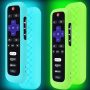 2 Pack Remote Case for Roku, Battery Cover for TCL Roku Smart TV Steaming Stick Remote, Roku TV Remote Cover Silicone Protective Controller Universal Sleeve Skin Glow in the Dark Blue and Green - Image 1