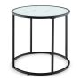 20 Inch Glass End Table with Metal Frame and Faux Marble Glass Top - Image 3