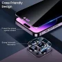 Entronix Privacy Tempered Glass Screen Protector for Apple iPhone 14 Pro Max, Camera Lens Protector with Anti-Spy Tempered Glass Film, 3-Pack - Image 3