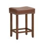 Brown 24 Inch Upholstered PU Leather Bar Stools Set of 2 - Image 3