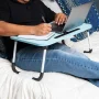 Mind Reader Foldable Bed Tray, Lap Desk with Fold-Up Legs, Freestanding Portable Table for Laptop, Tablet, Reading, Blue - Image 2