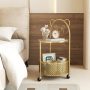 Golden Modern Sofa Side Table on Lockable Wheels for Living Room Bedroom Study - Image 5