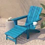 Avir Commercial All-Weather Adirondack Chair with Pullout Ottoman & Cupholder - Image 5